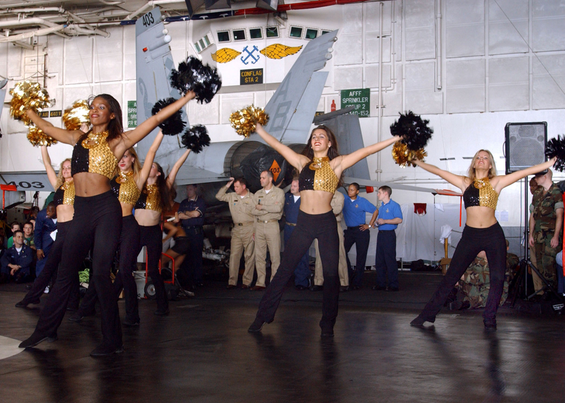 Jacksonville Jaguars cheerleaders showing the sailors what their fighting for, no damn burkas for us....